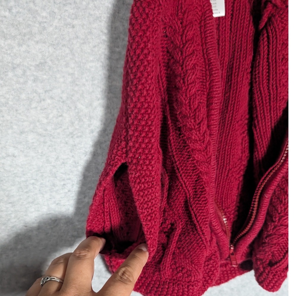 Gymboree Cable Knit Hooded Poncho Kids 18-24M Little Red Zip Front Sleeveless - Picture 7 of 10